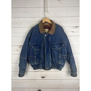 Vintage Levis Jacket Mens Medium Denim Westernwear Aztec Lined Leather Collar 90